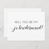 Elegant Schwarz-weiß wirst du meine Jr Bridesmaid Einladung (Vorne/Hinten)