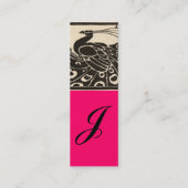 ELEGANT SCHWARZ-WEISSES PEACOCK Monogramm Hot Pink Mini Visitenkarte (Rückseite)