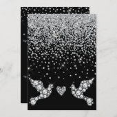 ELEGANT SCHWARZDIAMOND CRYSTAL DOVE WEDD EINLADUNG (Vorne/Hinten)