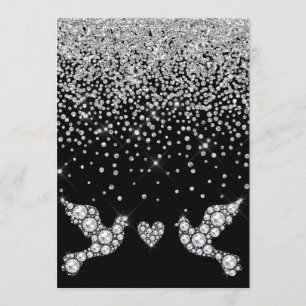 ELEGANT SCHWARZDIAMOND CRYSTAL DOVE WEDD EINLADUNG
