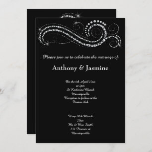 ELEGANT SCHWARZE DIAMOND SCHWEIZERE WEDD EINLADUNG