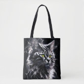 Elegant - Schwarze und Silberkatze Tasche (Vorderseite)