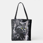 Elegant - Schwarze und Silberkatze Tasche (Rückseite)