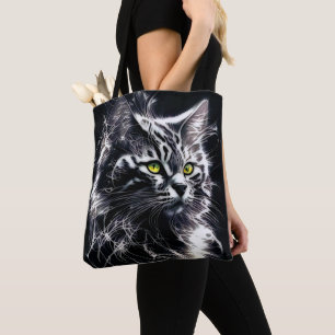 Elegant - Schwarze und Silberkatze Tasche