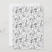 Elegant Schwarzes Botanisches Blumenmuster Einladung (Rückseite)