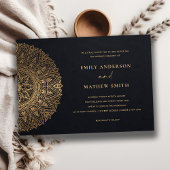 ELEGANT SCHWARZGOLD CLASSIC VERZIERT MANDALA WEDD EINLADUNG