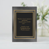 ELEGANT SCHWARZGOLD EMBOSSED LAYER CUSTOM UAWG RSVP KARTE (Stehend Vorderseite)