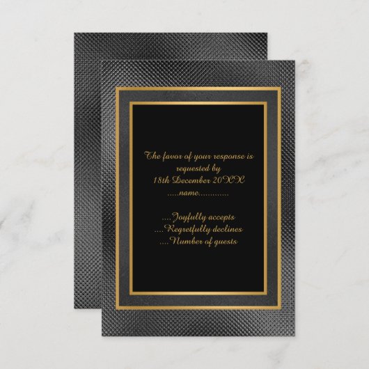 ELEGANT SCHWARZGOLD EMBOSSED LAYER CUSTOM UAWG RSVP KARTE (Vorne/Hinten)