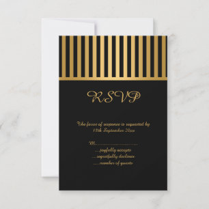 ELEGANT SCHWARZGOLD STRIPE JEDEN ANLASS UAWG RSVP KARTE