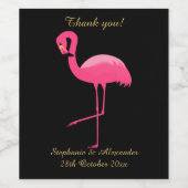 ELEGANT SCHWARZPINK FLAMINGO ZURÜCKZAHLBAR WEINETIKETT (Einzelnes Label)