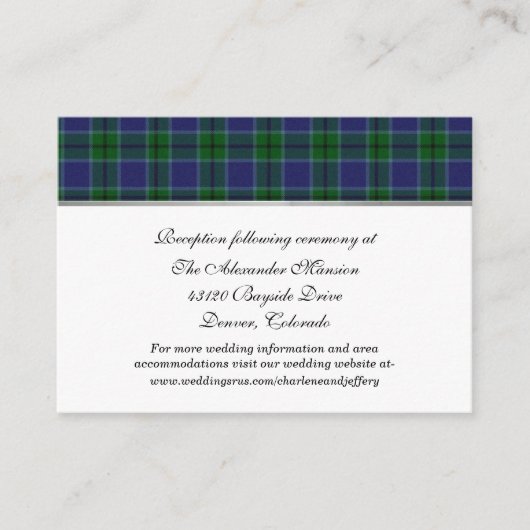 Elegant Scott Clan Kariert Wedding Enclosure Card Begleitkarte (Vorderseite)