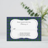Elegant Scott Clan Tartan Wedding RSVP Karte (Stehend Vorderseite)