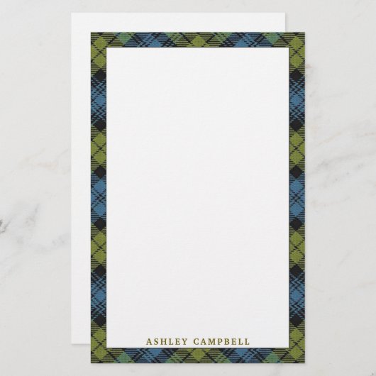 Elegant Scottish Campbell Tartan Kariert Briefpapier (Vorne/Hinten)