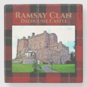 Elegant Scottish Ramsay Clan Castle Tartan Steinuntersetzer (Vorderseite)