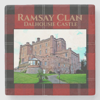 Elegant Scottish Ramsay Clan Castle Tartan Steinuntersetzer