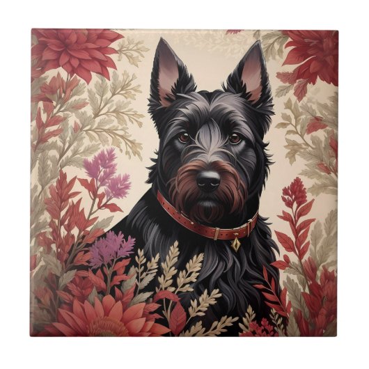 Elegant Scottish Terrier Dog Portrait Fliese (Vorderseite)