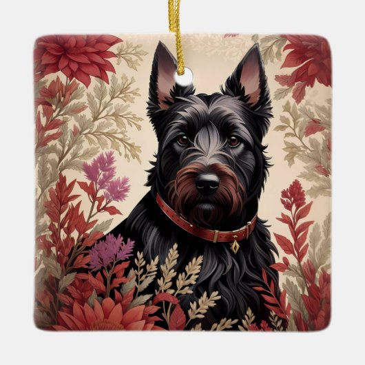 Elegant Scottish Terrier Dog Portrait Keramikornament (Vorderseite)