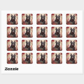 Elegant Scottish Terrier Dog Portrait Quadratischer Aufkleber (Blatt)