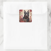 Elegant Scottish Terrier Dog Portrait Quadratischer Aufkleber (Tasche)