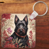 Elegant Scottish Terrier Dog Portrait Schlüsselanhänger (Rückseite)