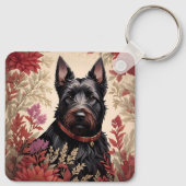 Elegant Scottish Terrier Dog Portrait Schlüsselanhänger (Rückseite)