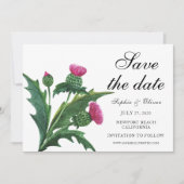 Elegant Scottish Thistle Floral Save The Date (Vorderseite)