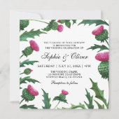 Elegant Scottish Thistle Floral Wedding Einladung (Vorderseite)