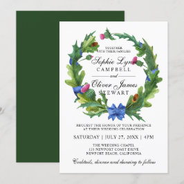 Elegant Scottish Thistle Floral Wedding Einladung