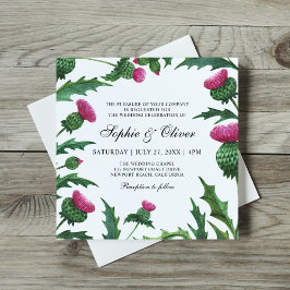 Elegant Scottish Thistle Floral Wedding Einladung