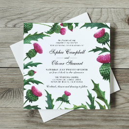 Elegant Scottish Thistle Floral Wedding Einladung