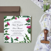 Elegant Scottish Thistle Floral Wedding Einladung