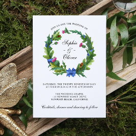 Elegant Scottish Thistle Floral Wreath Einladung