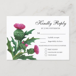 Elegant Scottish Thistle Wedding Meal Choice UAWG Einladung