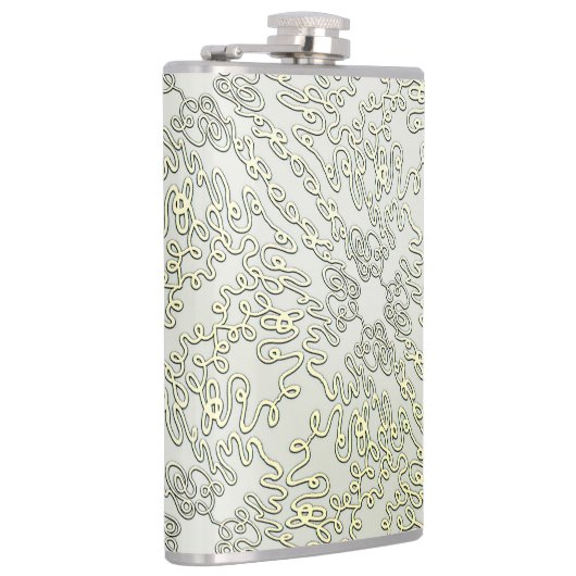 Elegant Scribble Pattern in Gold & Silver Flachmann (Rechts)