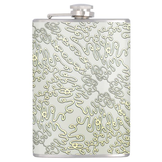 Elegant Scribble Pattern in Gold & Silver Flachmann (Vorderseite)