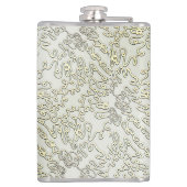 Elegant Scribble Pattern in Gold & Silver Flachmann (Rückseite)