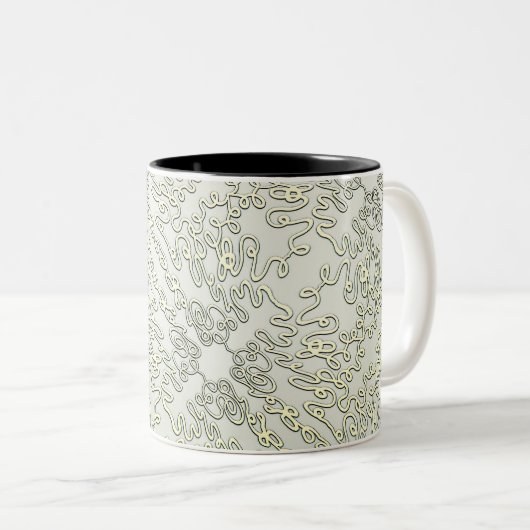 Elegant Scribble Pattern in Silver & Gold Zweifarbige Tasse (VorderseiteRechts)