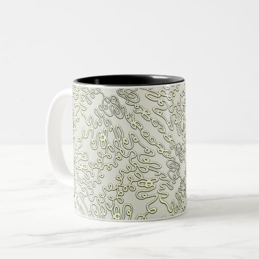 Elegant Scribble Pattern in Silver & Gold Zweifarbige Tasse (Vorderseite Links)
