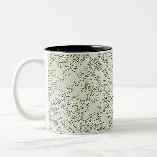 Elegant Scribble Pattern in Silver & Gold Zweifarbige Tasse (Links)
