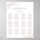 Elegant Scrip 12 Table Rose Hochzeitstabelle Poster (Vorne)