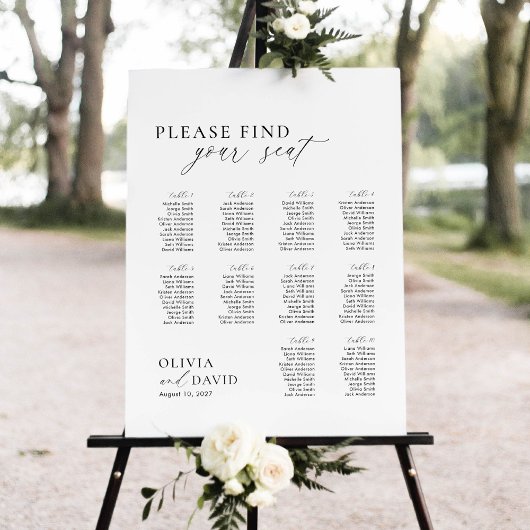Elegant Script 10 Tisch Sitzplan Poster