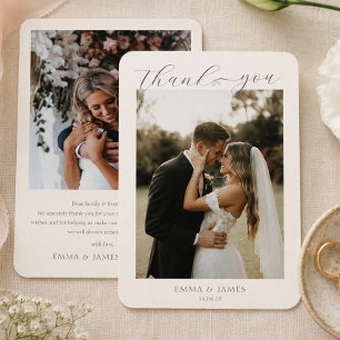 Elegant Script 2 Foto Danke Herz Hochzeit