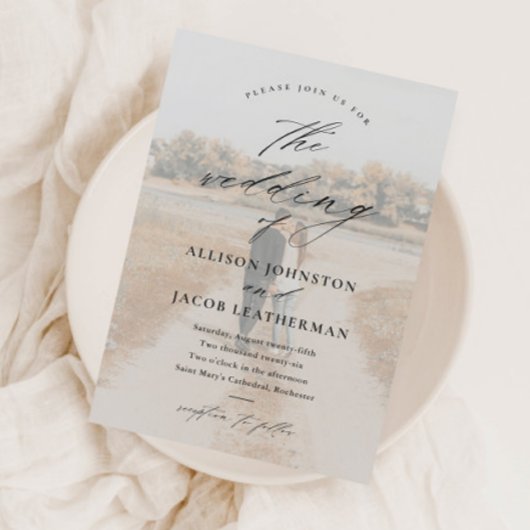 Elegant Script 2 Foto-Overlay-Hochzeit Einladung