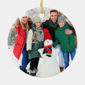 Elegant Script 2 Sided Photo Christmas Green Keramik Ornament (Hinten)