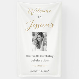 Elegant Script 30th Birthday Party Photo Welcome Banner