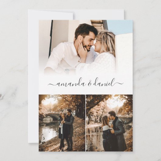 Elegant Script 4 Photo Wedding Einladung (Rückseite)