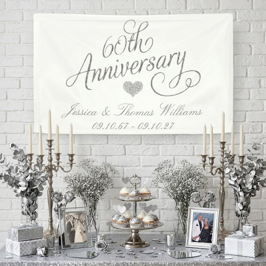 Elegant Script 60th Diamond Wedding Anniversary Banner