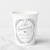 Elegant Script 60th Diamond Wedding Anniversary Pappbecher (Rückseite)