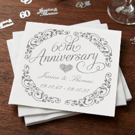 Elegant Script 60th Diamond Wedding Anniversary Serviette