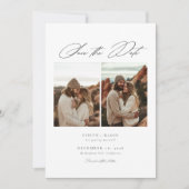 Elegant Script 6 Foto Hochzeits-QR-Code Save The Date (Vorderseite)